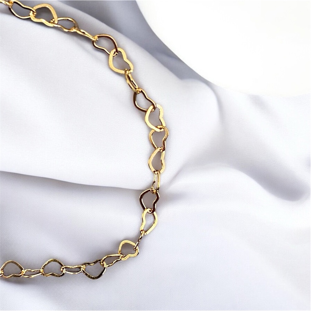 Women’s 14k gold plated heart 6.5 inch bracelet with 2 inch extender - Picture 3 of 5